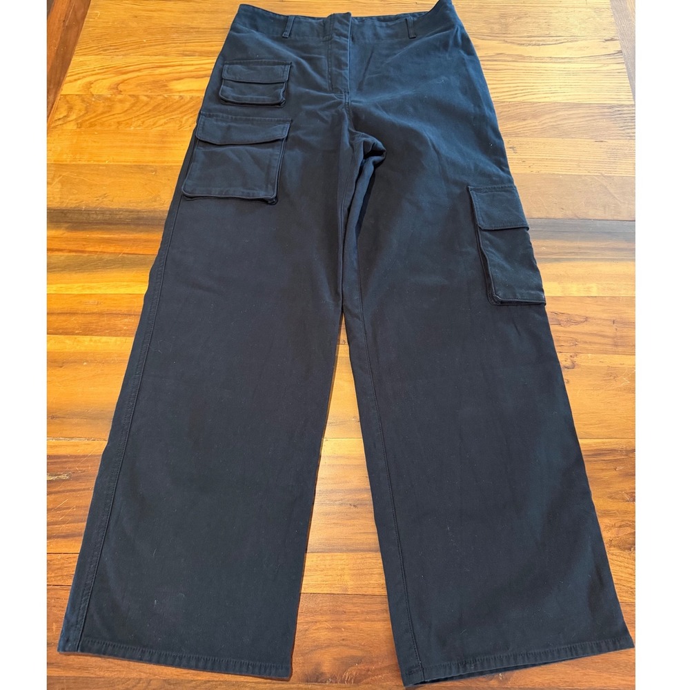 Wilfred Free Aritzia Black Wide Leg Cargo Pants Utility Size 12 Cotton Blend